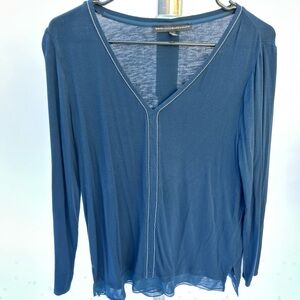 WHBM Navy Blue Blouse with Pretty Trim